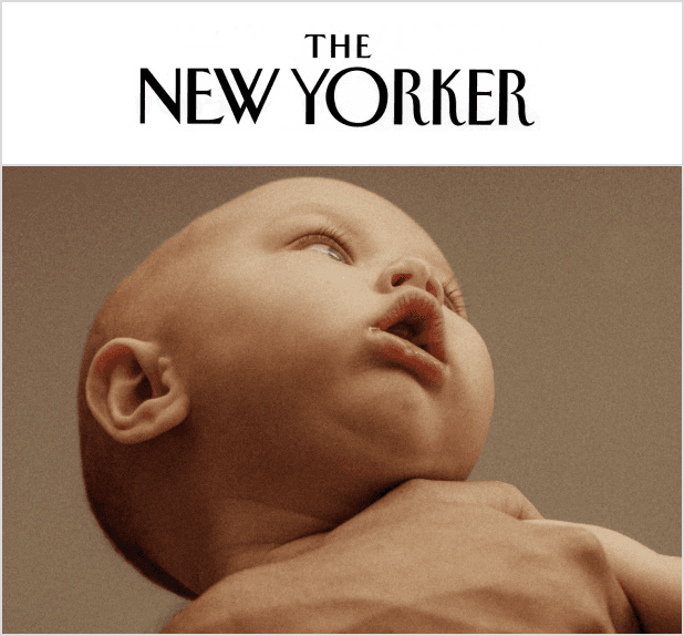 A magazine image of a baby