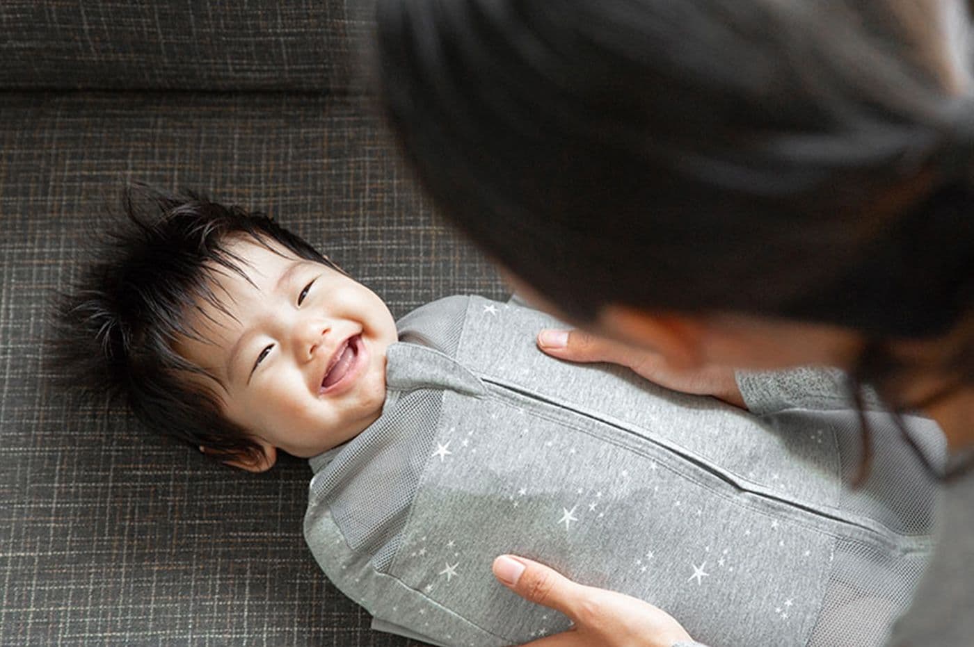 Baby swaddled in Sleepea 5-Second Swaddle