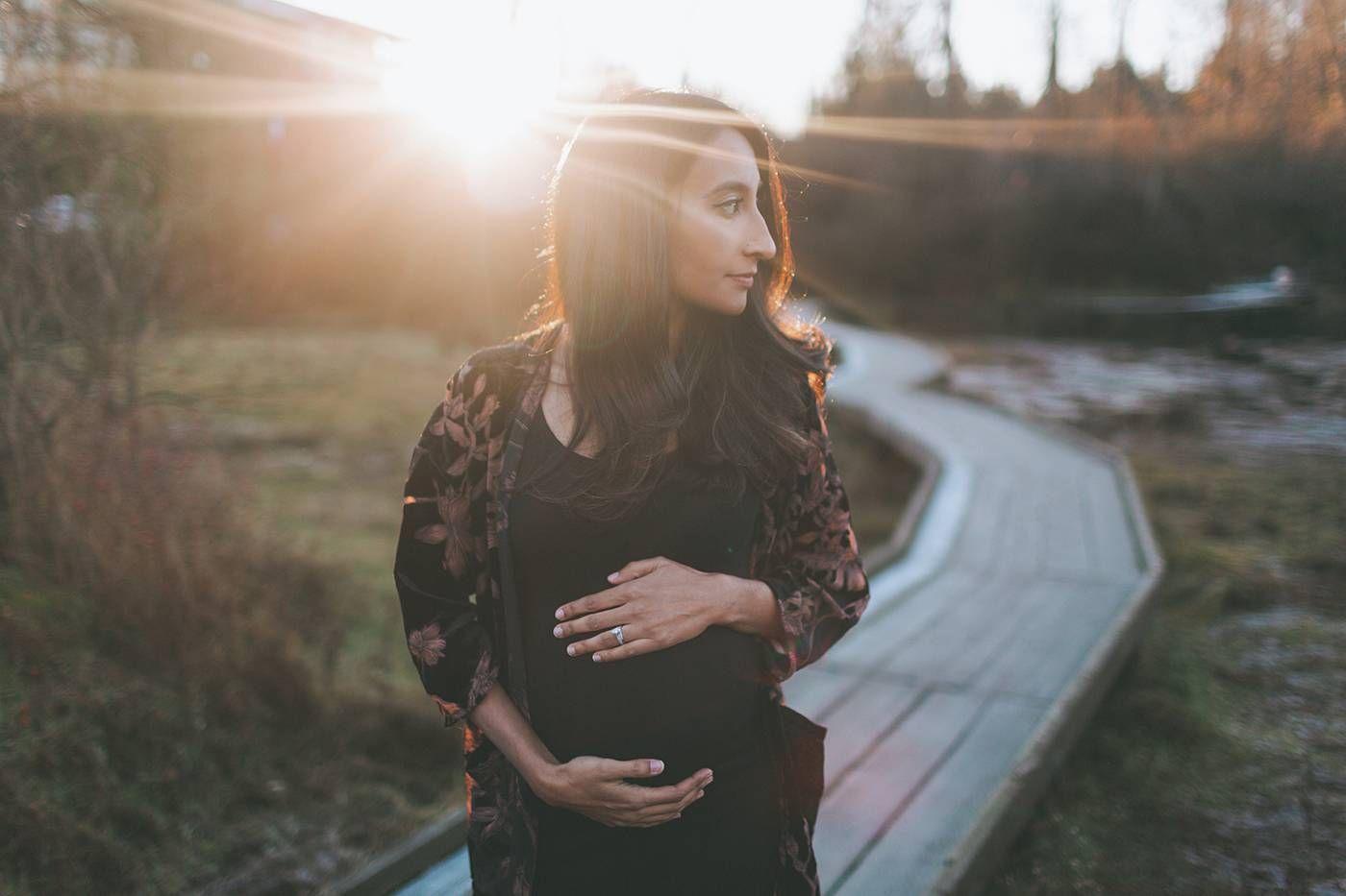 Pregnant woman waiting for water to break